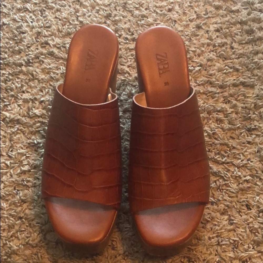 Zara platform slip on sandal